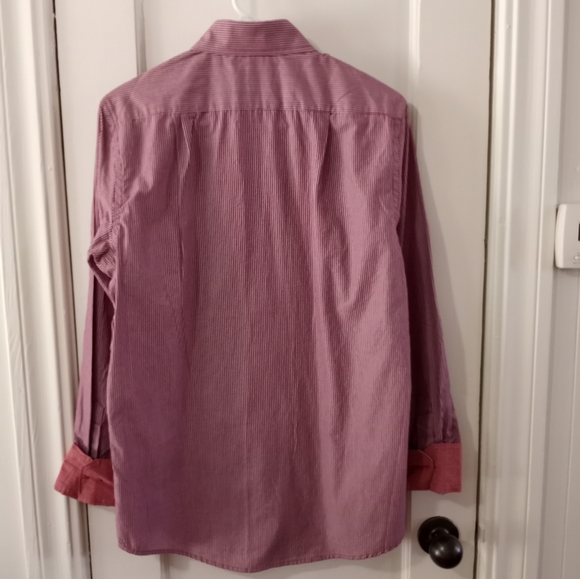 IZOD Mens Vintage Pin Striped Long Sleeve Button Down Dress Shirt Size Small - Picture 2 of 16